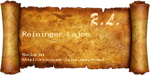 Reininger Lajos névjegykártya